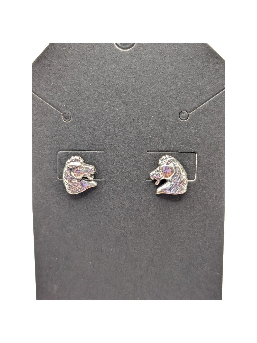 STERLING Silver Horse Head Stud Earrings Equestrian Western Animal Jewelry